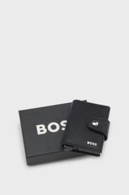 Structured card holder with press-stud closure, Black