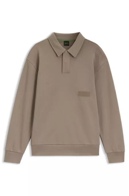 Relaxed-fit polo sweatshirt in French Terry