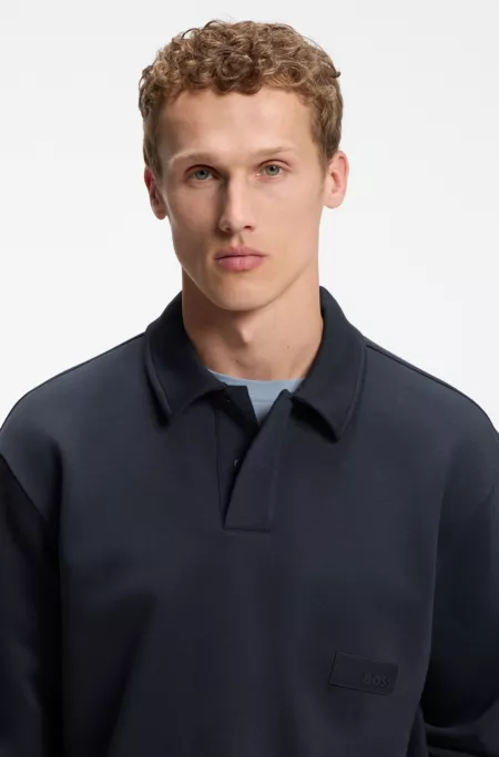 Relaxed-fit polo sweatshirt in French Terry