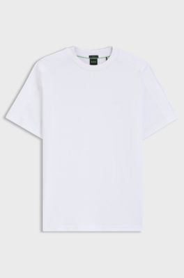 Stretch-cotton T-shirt with jacquard tape, White