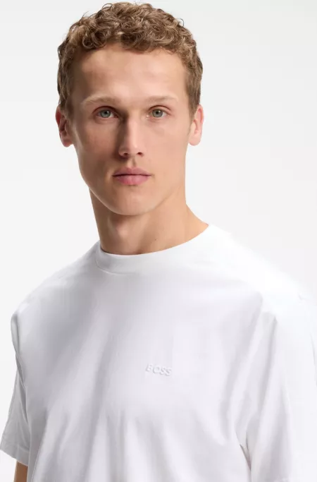 Stretch-cotton T-shirt with jacquard tape