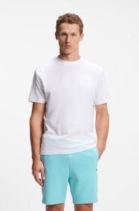 Stretch-cotton T-shirt with jacquard tape, White
