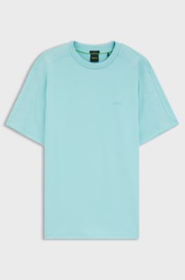 Stretch-cotton T-shirt with jacquard tape, Light Blue