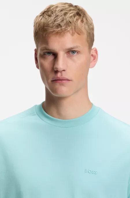 Stretch-cotton T-shirt with jacquard tape