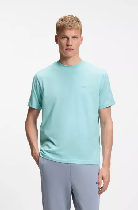 Stretch-cotton T-shirt with jacquard tape