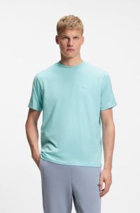 Stretch-cotton T-shirt with jacquard tape, Light Blue