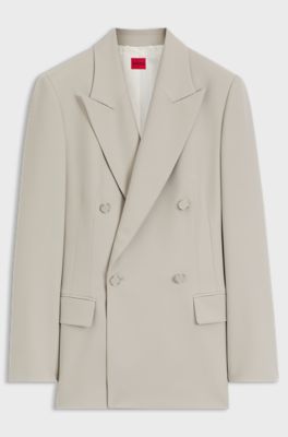Relaxed-fit blazer with double-breasted closure, Light Grey