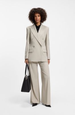 Relaxed-fit blazer with double-breasted closure, Light Grey