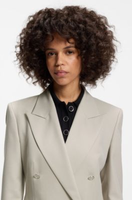 Relaxed-fit blazer with double-breasted closure, Light Grey
