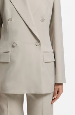 Relaxed-fit blazer with double-breasted closure, Light Grey