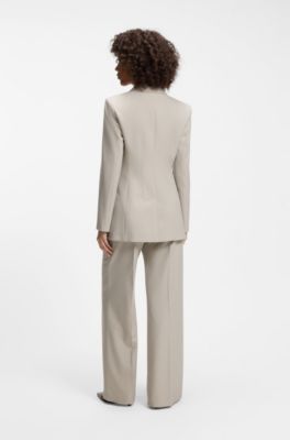 Relaxed-fit blazer with double-breasted closure, Light Grey