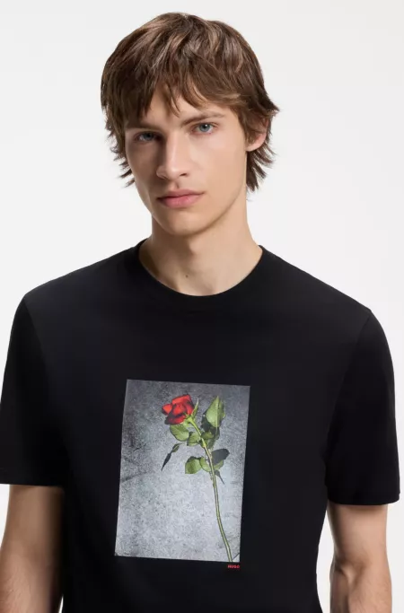 Cotton-jersey T-shirt with printed artwork