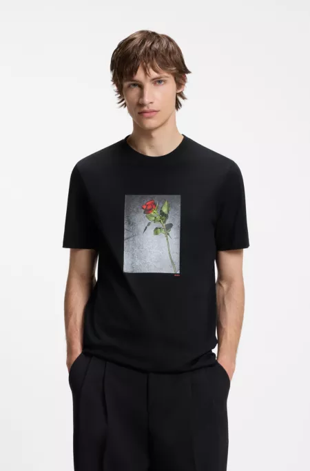 Cotton-jersey T-shirt with printed artwork