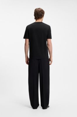 T-shirt en jersey de coton &agrave; imprim&eacute; artistique, Noir