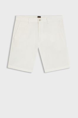 Bermuda chino slim fit in cotone elasticizzato, Bianco