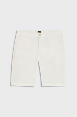 Slim-fit chino shorts in stretch cotton, White