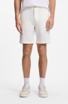 Slim-fit chino shorts in stretch cotton, White