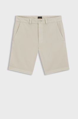 Bermuda chino slim fit in cotone elasticizzato, Beige chiaro