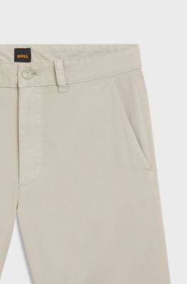 Bermuda chino slim fit in cotone elasticizzato, Beige chiaro