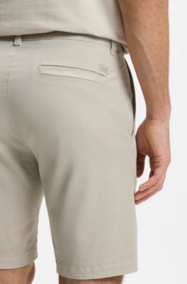 Bermuda chino slim fit in cotone elasticizzato, Beige chiaro