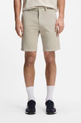 Bermuda chino slim fit in cotone elasticizzato, Beige chiaro