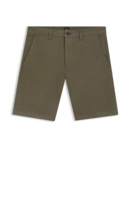 Slim-fit chino shorts in stretch cotton, Khaki