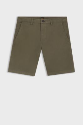 Bermuda chino slim fit in cotone elasticizzato, Kaki