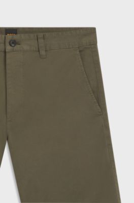 Bermuda chino slim fit in cotone elasticizzato, Kaki