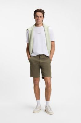 Slim-fit chino shorts in stretch cotton, Khaki