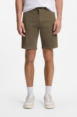 Slim-fit chino shorts in stretch cotton, Khaki