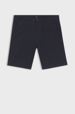 Short chino Slim en coton stretch, Bleu fonc&eacute;