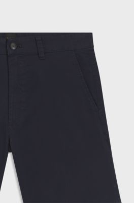Slim-fit chino shorts in stretch cotton, Dark Blue