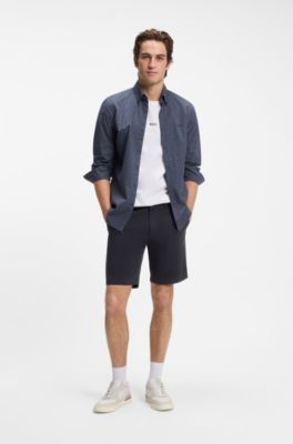 Slim-fit chino shorts in stretch cotton, Dark Blue