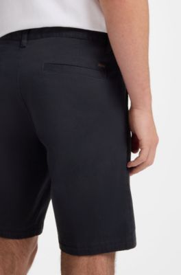 Short chino Slim en coton stretch, Bleu fonc&eacute;