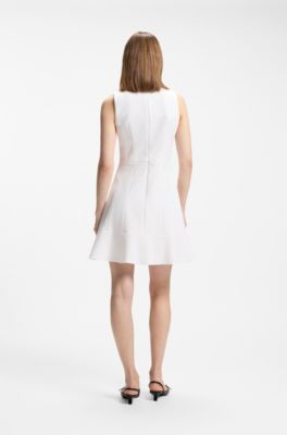V-neck dress with seaming details, White