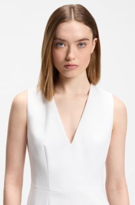 V-neck dress with seaming details, White