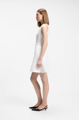 V-neck dress with seaming details, White
