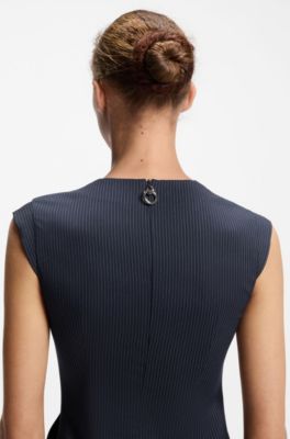 Midi-length dress with drape detail, Dark Blue