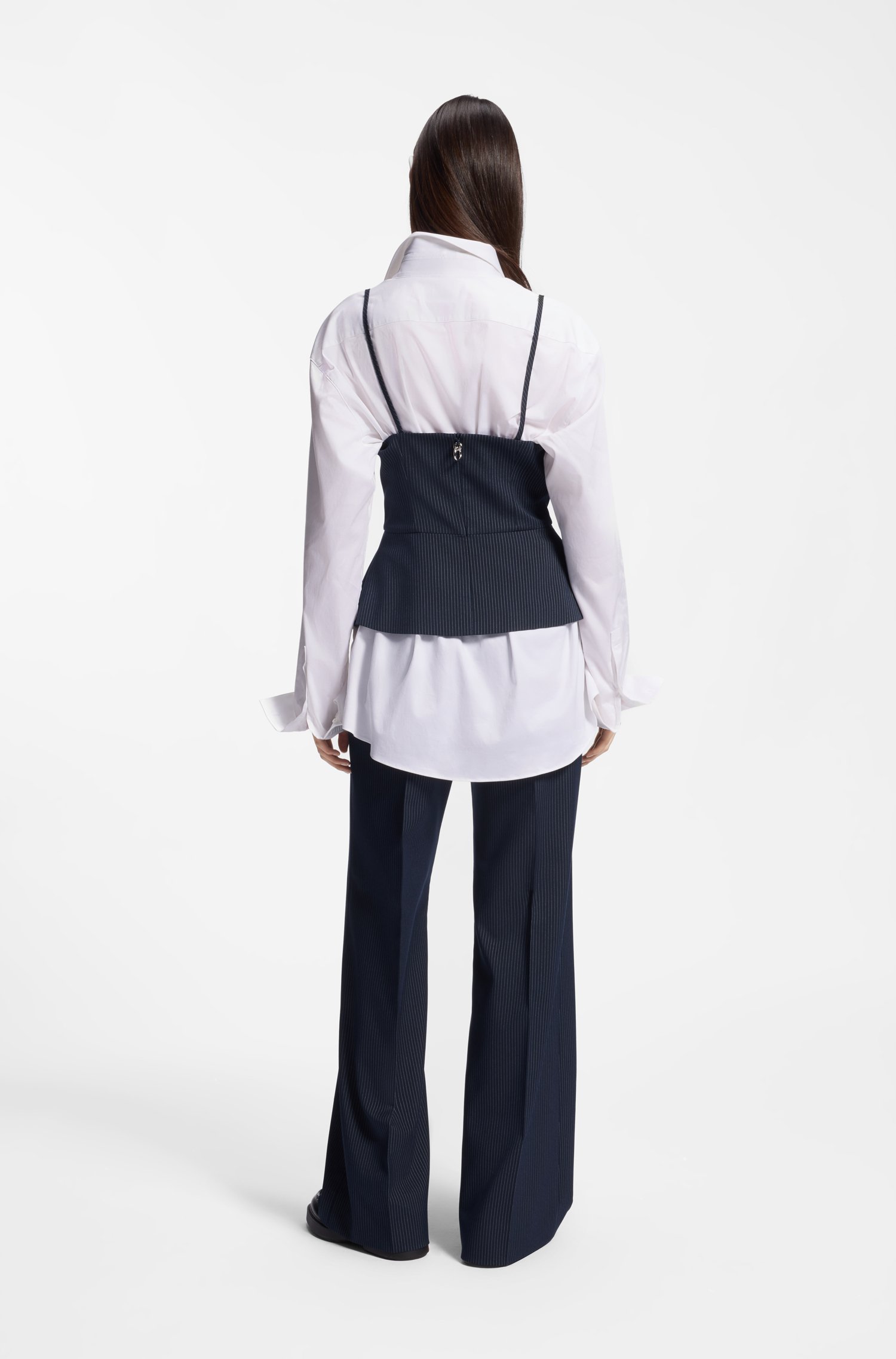 Hugo Pinstripe top with peplum hem toppar & linnen dam – bild 2