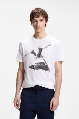 Cotton-jersey T-shirt with animal artwork, White