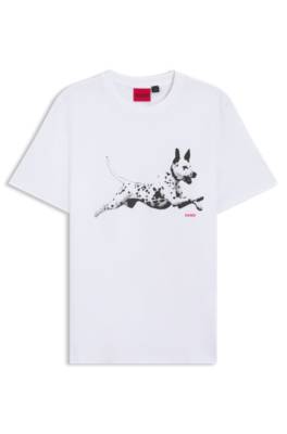 Cotton-jersey T-shirt with animal artwork 1