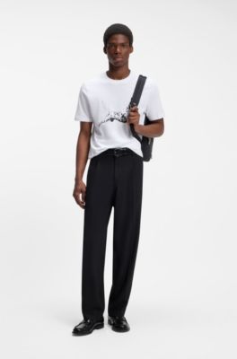 Cotton-jersey T-shirt with animal artwork, White