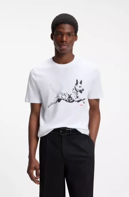 T-shirt en jersey de coton avec motif animal artistique