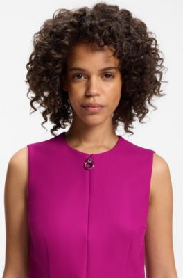 Sleeveless top with zipped neckline, Dark pink
