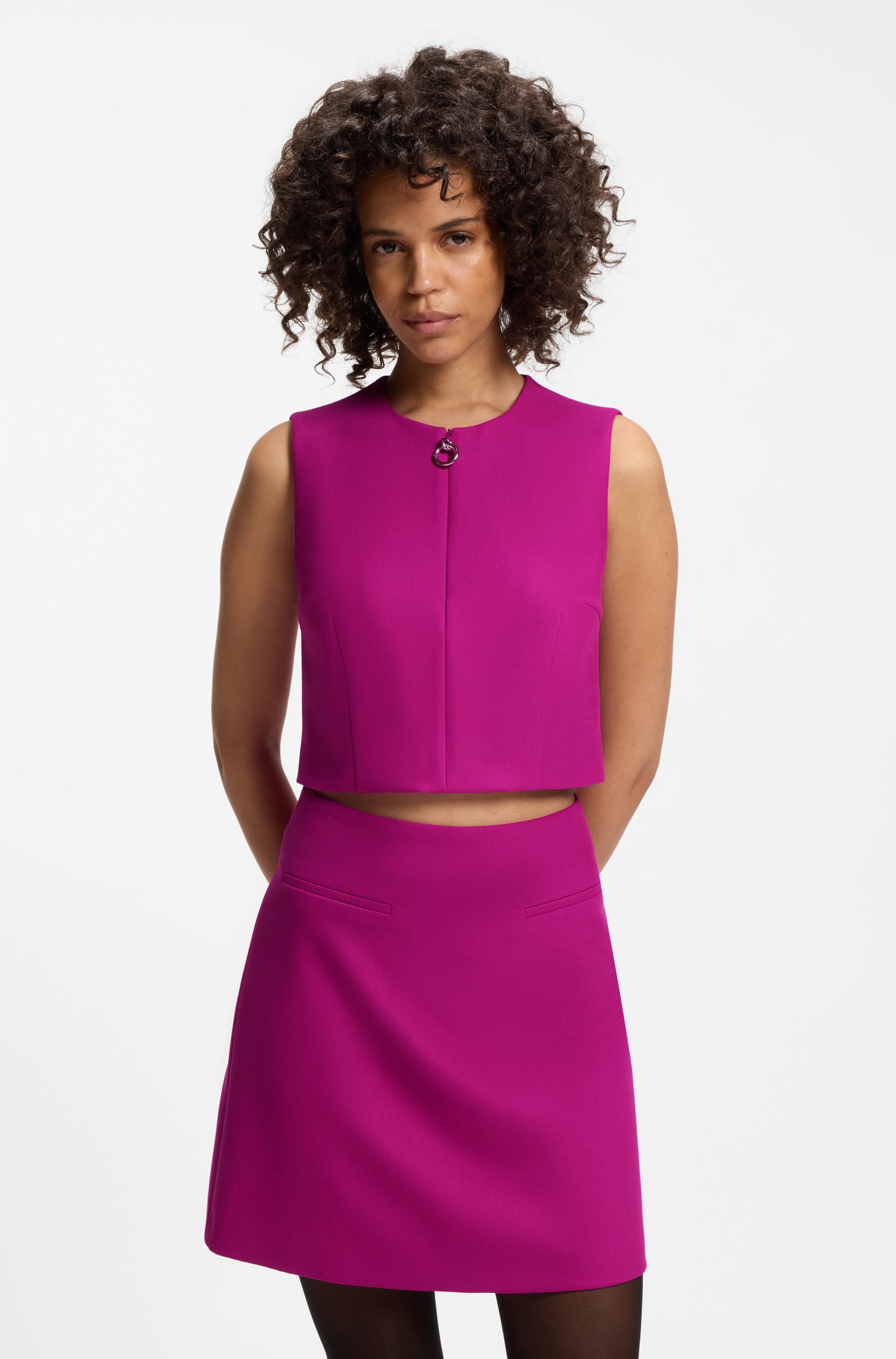 Hugo Sleeveless top with zipped neckline toppar & linnen dam