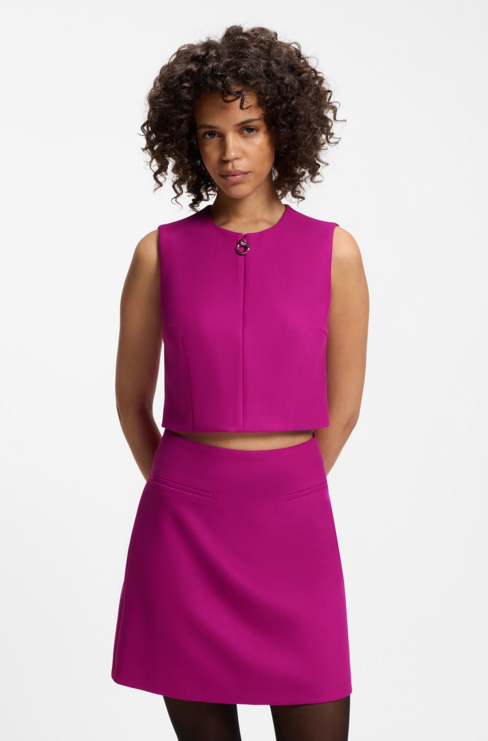 Sleeveless top with zipped neckline