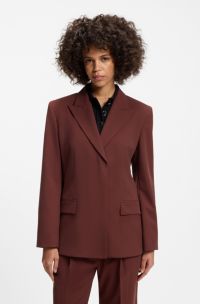 Relaxed-fit blazer in stretch fabric, Brown