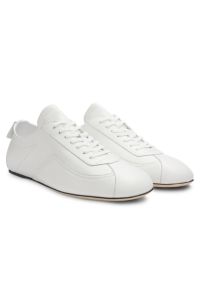Nappa-leather trainers with debossed logo, White