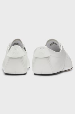 Nappa-leather trainers with debossed logo, White