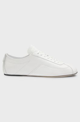 Nappa-leather trainers with debossed logo, White